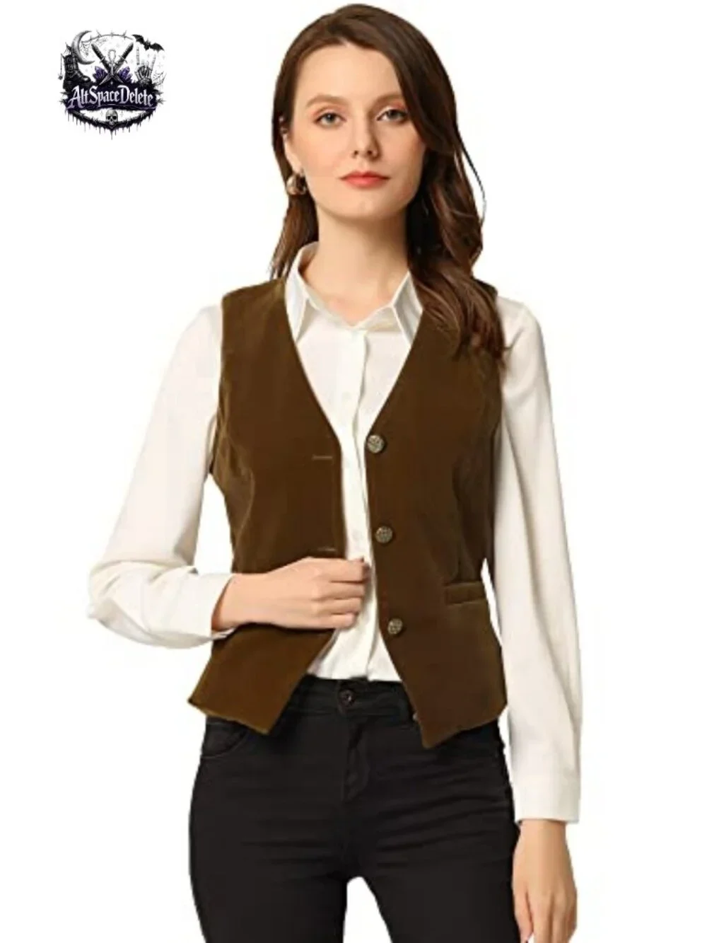 Velvet Button Down Waistcoat Vest V Neck Lined Sleeveless Formal Casual